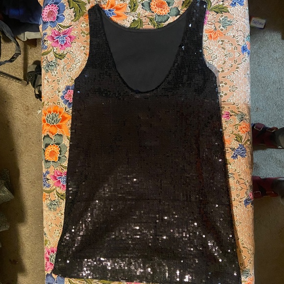 Vintage free people black sequin shift cocktail dress size 4 - Picture 9 of 11